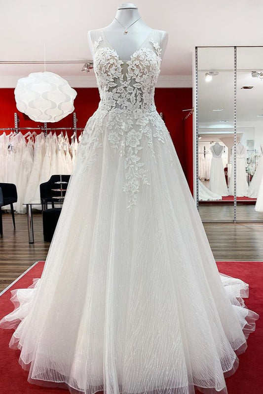 Elegant Wedding Dresses A-Line Cheap Wedding Dresses with Lace