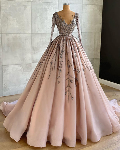 Luxus Abendkleider mit Ärmel Ballkleid mit Glitzer