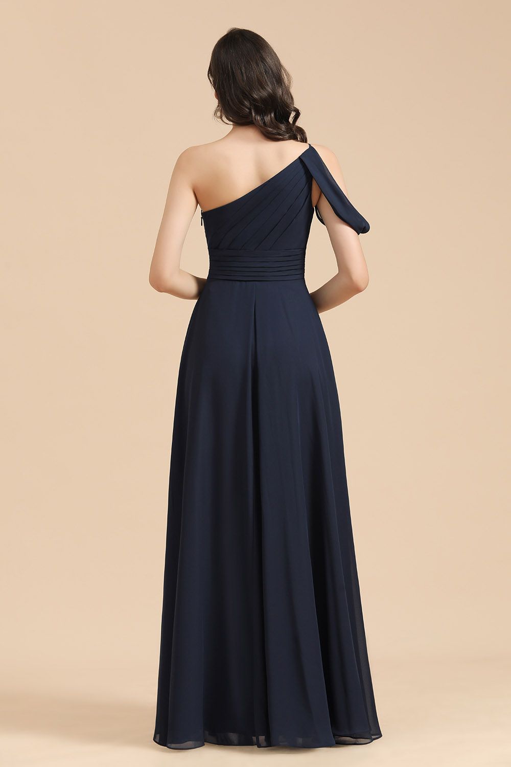 New Arrival Black Ein Schulter A Linie Long Bridesmaid Dress