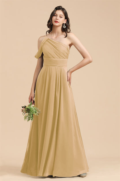 New Arrival Black Ein Schulter A Linie Long Bridesmaid Dress